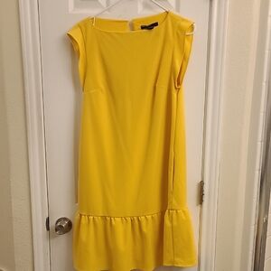 Maggy London Yellow Midi Dress with Ruffle Hem
